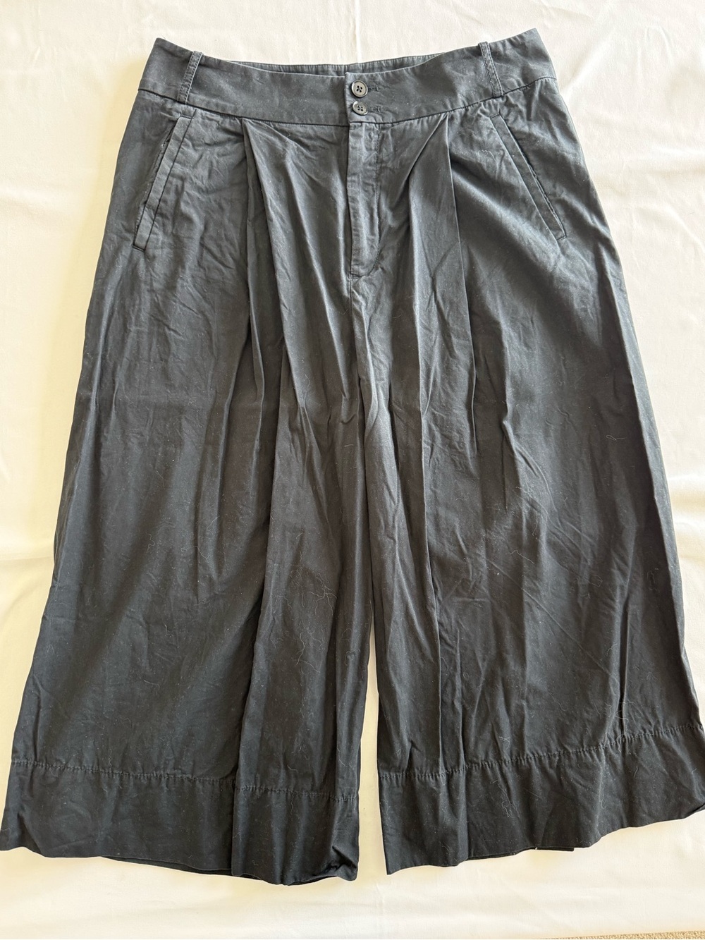 Anthropologie Black High-Waist Wide-Leg cropped Pants - Picture 3 of 10